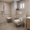 image d'une salle de bain adaptée pour les handicapés PMR faite par un plombier dans le Calvados